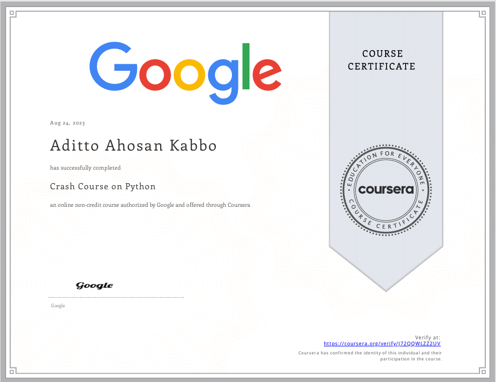 Google Python Certificate